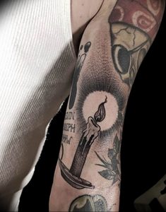 фото тату свеча на предплечье 20.03.2019 №068 - forearm candle tattoo - tattoo-photo.ru