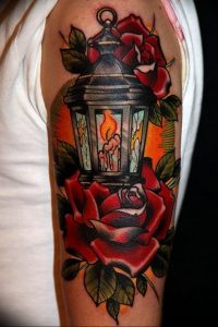 фото тату фонарь со свечой 20.03.2019 №003 - tattoo lantern with a candle - tattoo-photo.ru