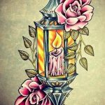 фото тату фонарь со свечой 20.03.2019 №026 - tattoo lantern with a candle - tattoo-photo.ru