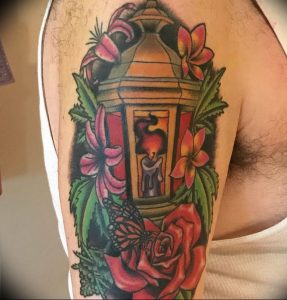 фото тату фонарь со свечой 20.03.2019 №069 - tattoo lantern with a candle - tattoo-photo.ru