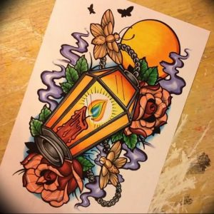 фото тату фонарь со свечой 20.03.2019 №083 - tattoo lantern with a candle - tattoo-photo.ru