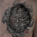 фото тату биомеханика на груди 06.04.2019 №030 - chest biomechanics tatt - tattoo-photo.ru