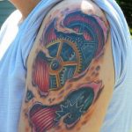 фото тату биомеханика на плече 06.04.2019 №024 - tattoo biomechaniс - tattoo-photo.ru