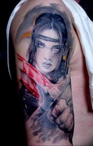 фото тату воин женщина амазонка 17.04.2019 №055 - tattoo woman warrior - tattoo-photo.ru