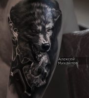 фото тату волчий оскал 01.05.2019 №012 — wolf grin tattoo — tattoo-photo.ru