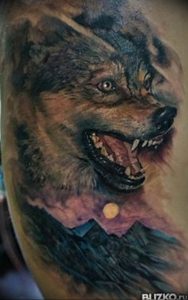 фото тату волчий оскал 01.05.2019 №055 - wolf grin tattoo - tattoo-photo.ru