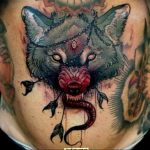 фото тату волчий оскал 01.05.2019 №062 - wolf grin tattoo - tattoo-photo.ru