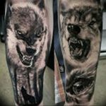 фото тату волчий оскал 01.05.2019 №079 - wolf grin tattoo - tattoo-photo.ru