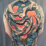 фото тату спина биомеханика 06.04.2019 №025 - tattoo back biomechanics - tattoo-photo.ru