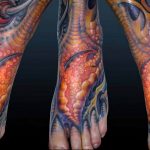 фото биомеханика тату на ноге 06.04.2019 №052 - biomechanics of a tattoo - tattoo-photo.ru