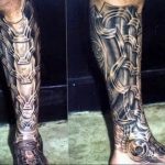 фото биомеханика тату на ноге 06.04.2019 №060 - biomechanics of a tattoo - tattoo-photo.ru