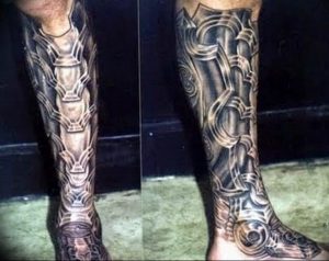 фото биомеханика тату на ноге 06.04.2019 №060 - biomechanics of a tattoo - tattoo-photo.ru