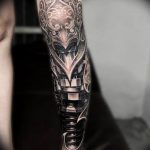 фото биомеханика тату на ноге 06.04.2019 №065 - biomechanics of a tattoo - tattoo-photo.ru