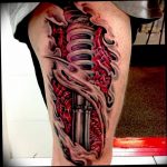 фото биомеханика тату на ноге 06.04.2019 №070 - biomechanics of a tattoo - tattoo-photo.ru