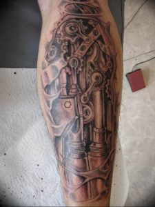 фото биомеханика тату на ноге 06.04.2019 №071 - biomechanics of a tattoo - tattoo-photo.ru