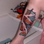 фото биомеханика тату на ноге 06.04.2019 №081 - biomechanics of a tattoo - tattoo-photo.ru