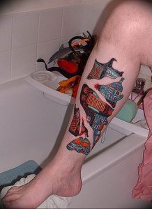 фото биомеханика тату на ноге 06.04.2019 №081 - biomechanics of a tattoo - tattoo-photo.ru