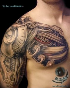 фото мужская тату биомеханика 06.04.2019 №016 - male tattoo biomechani - tattoo-photo.ru