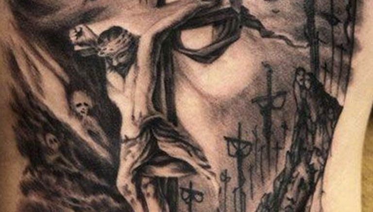 фото тату Распятие 01.05.2019 №082 - crucifix tattoo - tattoo-photo.ru