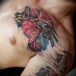 фото тату биомеханика на груди 06.04.2019 №022 - chest biomechanics tatt - tattoo-photo.ru