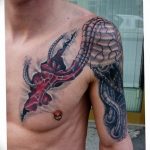 фото тату биомеханика на груди 06.04.2019 №023 - chest biomechanics tatt - tattoo-photo.ru