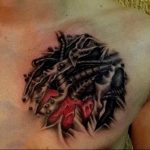 фото тату биомеханика на груди 06.04.2019 №026 - chest biomechanics tatt - tattoo-photo.ru