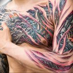 фото тату биомеханика на груди 06.04.2019 №029 - chest biomechanics tatt - tattoo-photo.ru