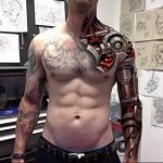 фото тату биомеханика на груди 06.04.2019 №032 - chest biomechanics tatt - tattoo-photo.ru