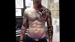 фото тату биомеханика на груди 06.04.2019 №032 - chest biomechanics tatt - tattoo-photo.ru