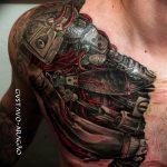 фото тату биомеханика на груди 06.04.2019 №039 - chest biomechanics tatt - tattoo-photo.ru