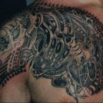 фото тату биомеханика на груди 06.04.2019 №051 - chest biomechanics tatt - tattoo-photo.ru