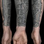 фото тату биомеханика на предплечье 06.04.2019 №008 - forearm biomecha - tattoo-photo.ru