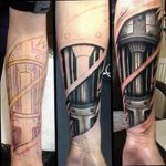 фото тату биомеханика на предплечье 06.04.2019 №011 - forearm biomecha - tattoo-photo.ru