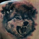 фото тату волчий оскал 01.05.2019 №022 - wolf grin tattoo - tattoo-photo.ru