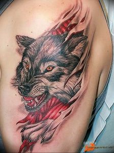фото тату волчий оскал 01.05.2019 №032 - wolf grin tattoo - tattoo-photo.ru