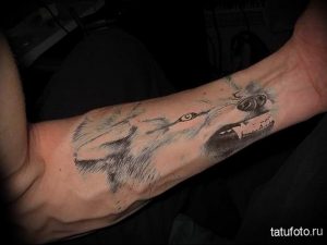 фото тату волчий оскал 01.05.2019 №035 - wolf grin tattoo - tattoo-photo.ru