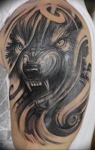 фото тату волчий оскал 01.05.2019 №044 - wolf grin tattoo - tattoo-photo.ru