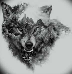 фото тату волчий оскал 01.05.2019 №046 - wolf grin tattoo - tattoo-photo.ru