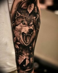 фото тату волчий оскал 01.05.2019 №052 - wolf grin tattoo - tattoo-photo.ru