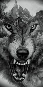 фото тату волчий оскал 01.05.2019 №066 - wolf grin tattoo - tattoo-photo.ru
