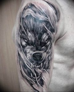 фото тату волчий оскал 01.05.2019 №089 - wolf grin tattoo - tattoo-photo.ru