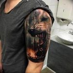 фото тату волчий оскал 01.05.2019 №091 - wolf grin tattoo - tattoo-photo.ru