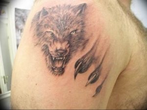 фото тату волчий оскал 01.05.2019 №120 - wolf grin tattoo - tattoo-photo.ru
