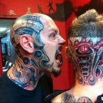 фото тату на шее биомеханика 06.04.2019 №003 - tattoo biomechaniс - tattoo-photo.ru