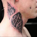 фото тату на шее биомеханика 06.04.2019 №005 - tattoo biomechaniс - tattoo-photo.ru