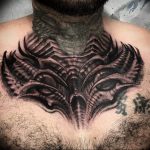 фото тату на шее биомеханика 06.04.2019 №007 - tattoo biomechaniс - tattoo-photo.ru