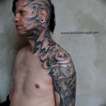 фото тату на шее биомеханика 06.04.2019 №017 - tattoo biomechaniс - tattoo-photo.ru