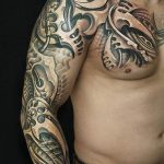 фото тату рукав биомеханика 06.04.2019 №016 - tattoo biomechaniс - tattoo-photo.ru