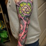 фото тату рукав биомеханика 06.04.2019 №022 - tattoo biomechaniс - tattoo-photo.ru