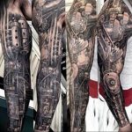 фото тату рукав биомеханика 06.04.2019 №033 - tattoo biomechaniс - tattoo-photo.ru